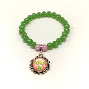 AKA Beaded Bracelet with Pink AKA Charm
